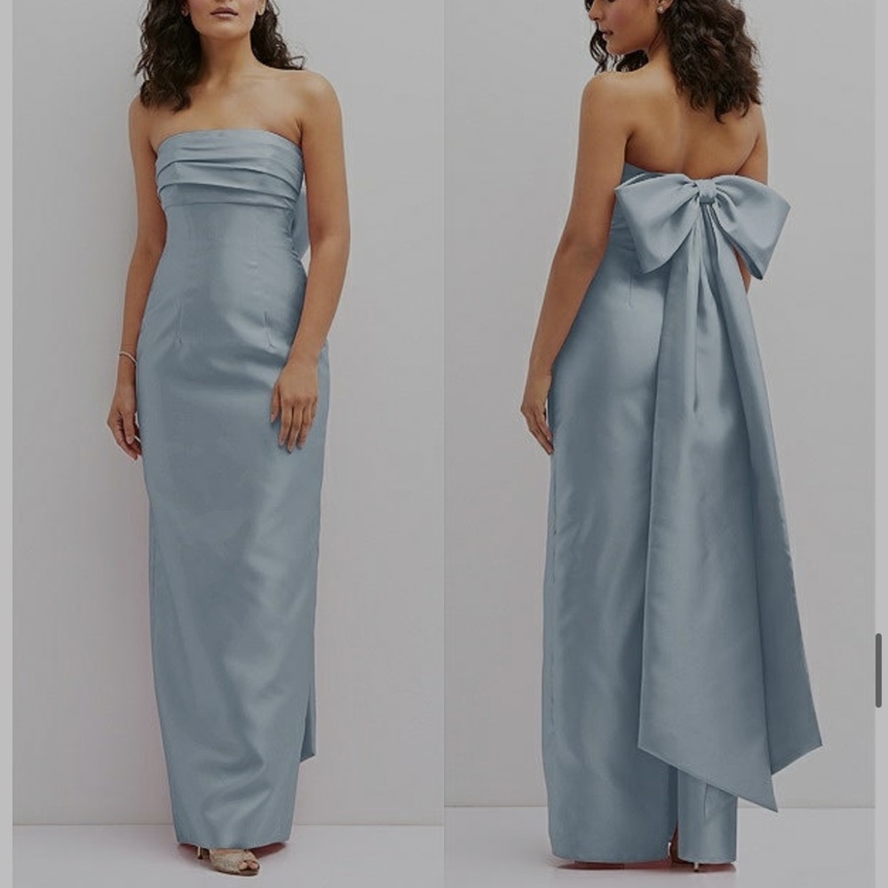 ALFRED SUNG Strapless Blue Gown with Bow